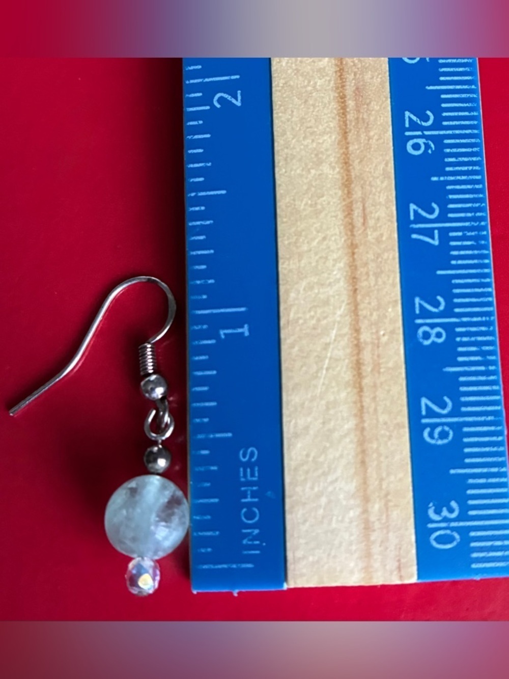925 Silver Earrings,Clear Quartz Drop Earrings with Silver Hooks - Clear - Picture 2 of 5